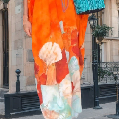 Zoey | Leichtes langes Kleid mit halblangen Ärmeln und Blumenmuster