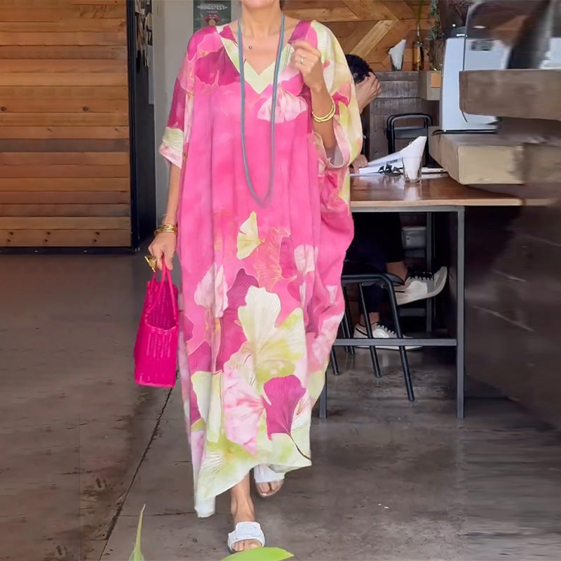 Lonnie | Plus Size Blumenkleid mit langen Ärmeln