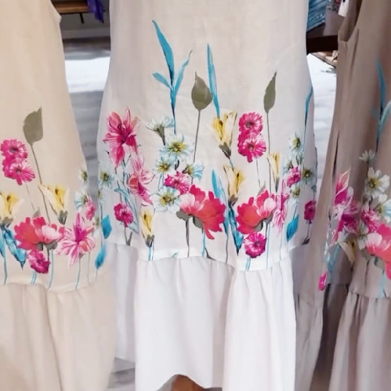 Karen | Damen lässiges ärmelloses Kleid mit Rundhalsausschnitt und Blumenmuster