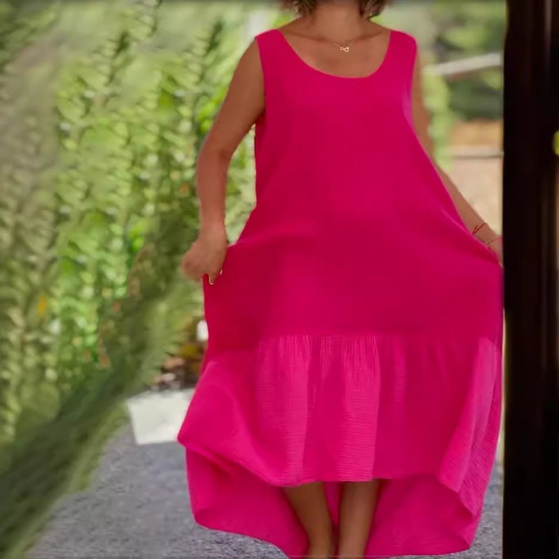 Langston | Ärmelloses Leinenkleid mit Rundhalsausschnitt