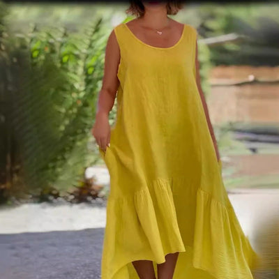 Langston | Ärmelloses Leinenkleid mit Rundhalsausschnitt