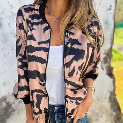 Frida | 🌸Frühlings-Sonderangebote🌸Baseballjacke mit Zebramuster und Reißverschluss für Damen