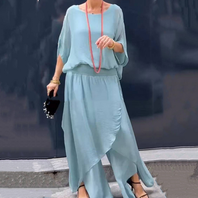 Jas | Zweiteiliges Chiffon-Loose-Top und weite Hose