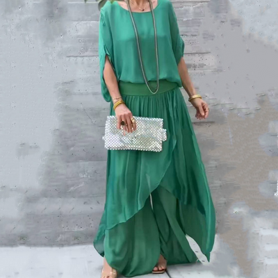 Jas | Zweiteiliges Chiffon-Loose-Top und weite Hose