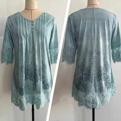 Kinzley | Elegantes Spitzenkleid mit halben Ärmeln und V-Ausschnitt für Damen