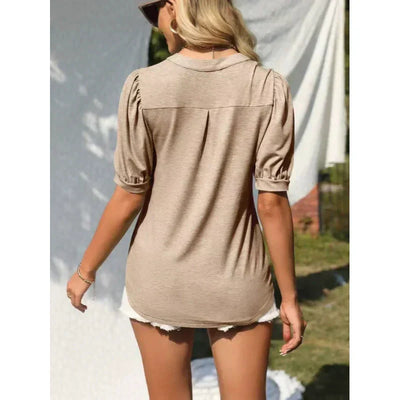 💥Sommer-Specials👚Damen V-Ausschnitt Lässiges Puff Kurzarm Top Elegantes T-Shirt