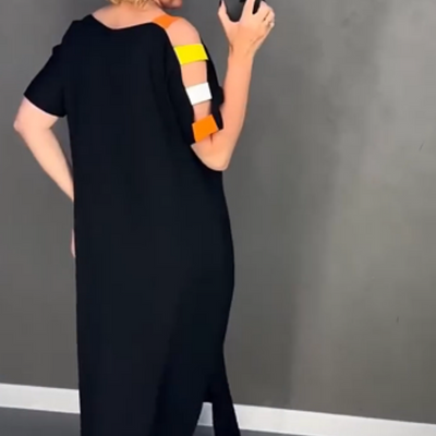 Erich | Modisches Damenkleid mit kurzem Ärmel und Druck