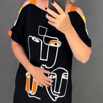 Erich | Modisches Damenkleid mit kurzem Ärmel und Druck