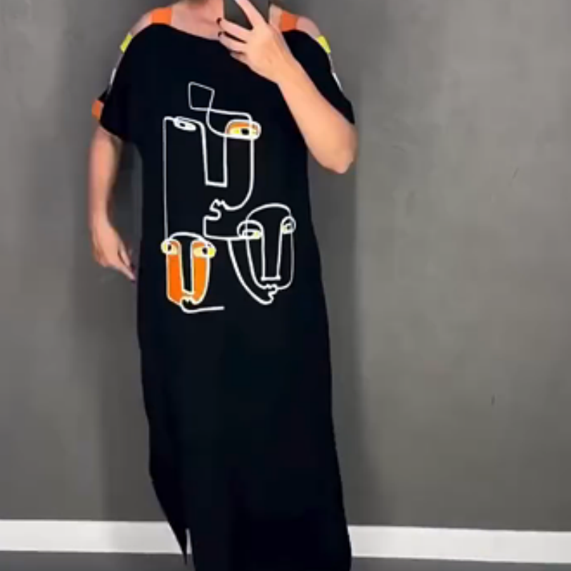 Erich | Modisches Damenkleid mit kurzem Ärmel und Druck