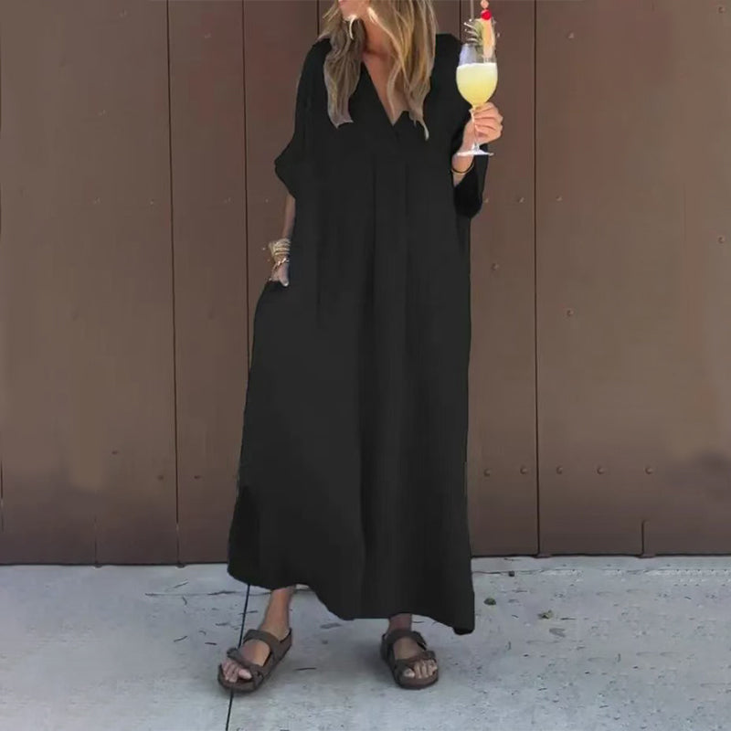 Richarda | Lässiges V-Ausschnitt-Kleid mit Fluss für Damen