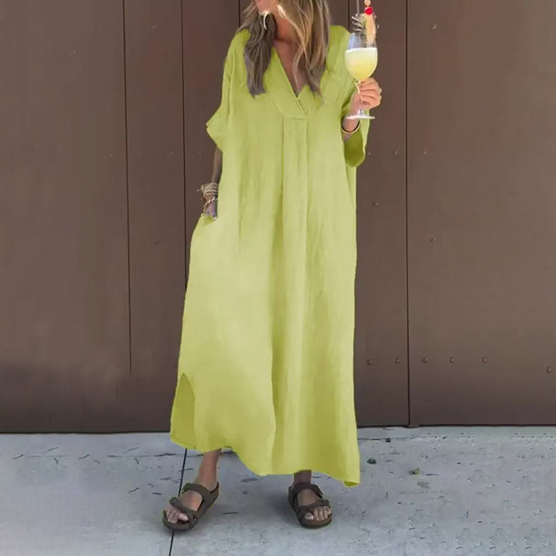 Kieran | Lässiges V-Ausschnitt Kleid mit Fluss für Damen