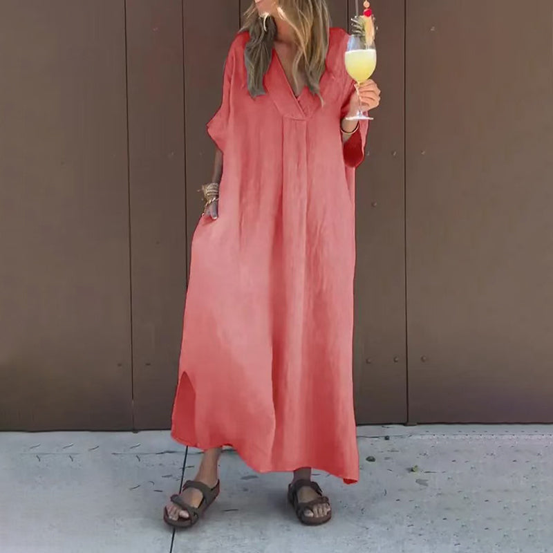 Richarda | Lässiges V-Ausschnitt-Kleid mit Fluss für Damen