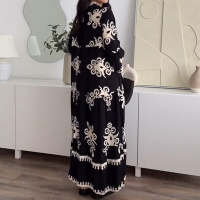 Elegantes Langes Boho-Kleid Für Damen Mit V-Ausschnitt, Atmungsaktiv Und Vielseitig Einsetzbar