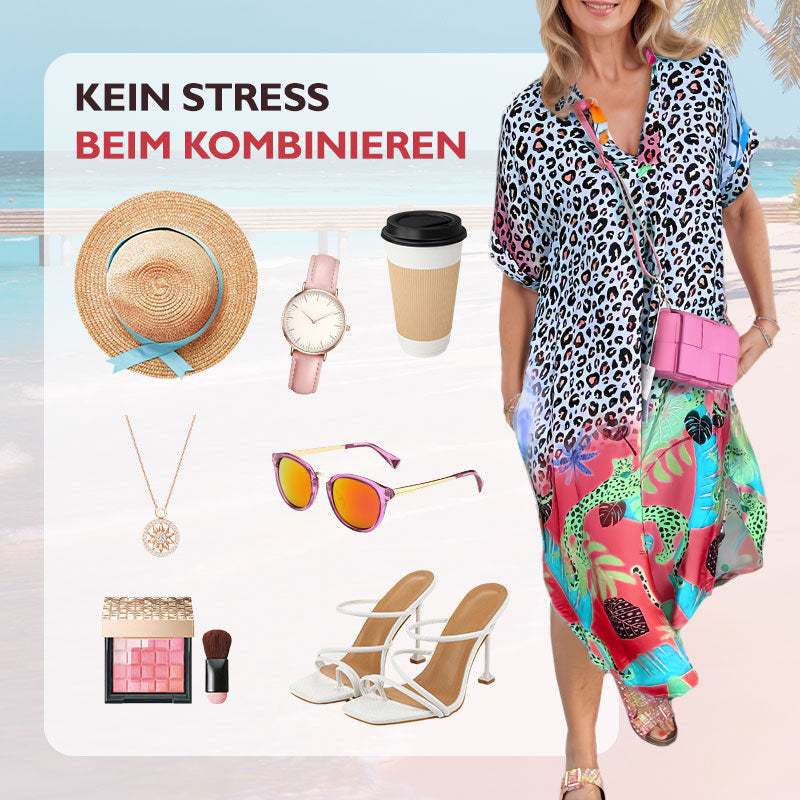 Sawyer | Lockeres, atmungsaktives Kleid mit Leopardenmuster