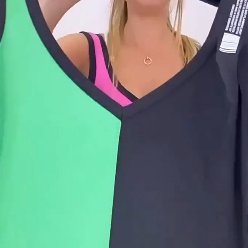 Clive | Farbiges ärmelloses Strickkleid mit Herzausschnitt