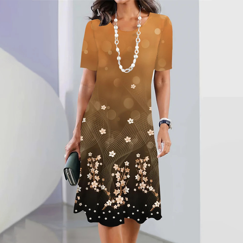 Robby | Damen elegantes Kleid mit Rundhalsausschnitt in Blumenprint