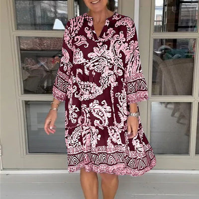 Paulina | V-Ausschnitt-Kleid mit Blumenprint für Damen
