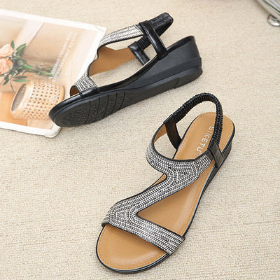 Yasmin | Damen-Sandalen mit Keilabsatz und Plateau aus Bergkristallen