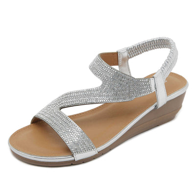 Yasmin | Damen-Sandalen mit Keilabsatz und Plateau aus Bergkristallen