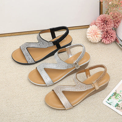 Yasmin | Damen-Sandalen mit Keilabsatz und Plateau aus Bergkristallen