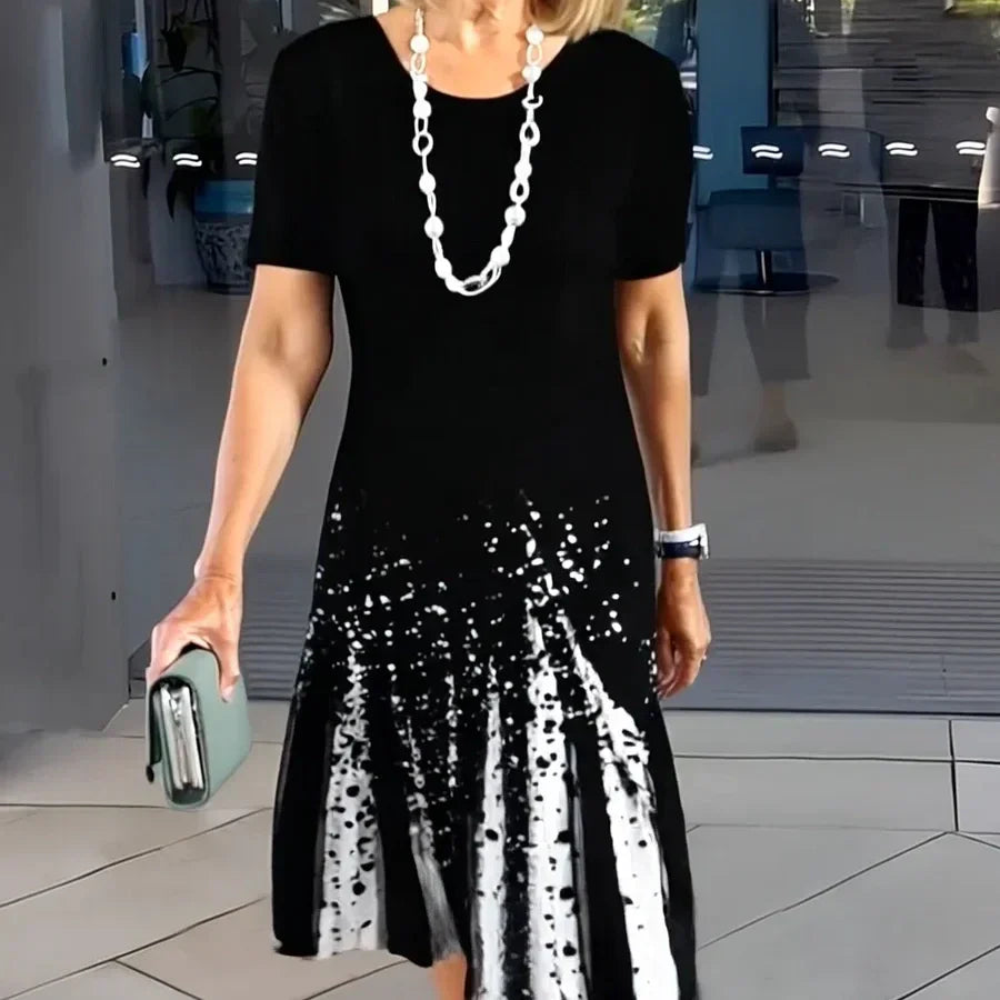 Terence | Damen plissiertes Kleid in bunten Blöcken