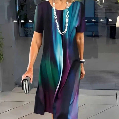 Terence | Damen plissiertes Kleid in bunten Blöcken