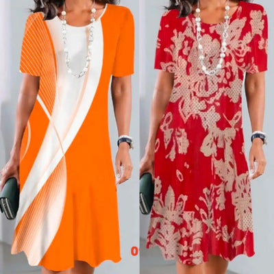 Terence | Damen plissiertes Kleid in bunten Blöcken