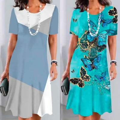 Terence | Damen plissiertes Kleid in bunten Blöcken