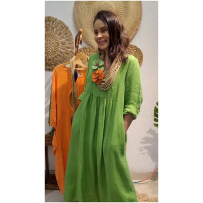 Hereta | Sommerkleider 2025 Neu! Aus Baumwolle und Leinen in uni, leicht