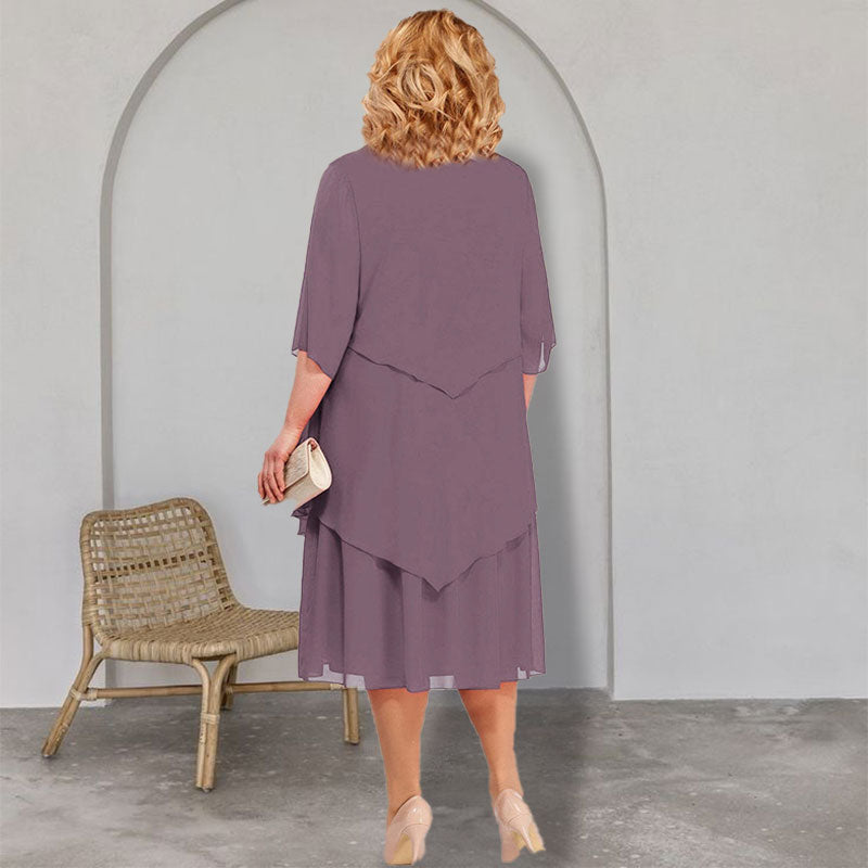 Sienna | Plus Size geschichtetes Midikleid