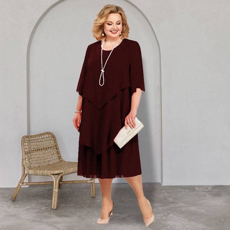 Sienna | Plus Size geschichtetes Midikleid