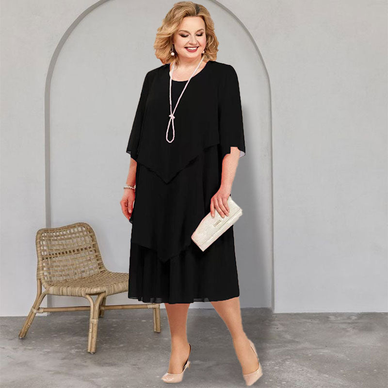 Sienna | Plus Size geschichtetes Midikleid