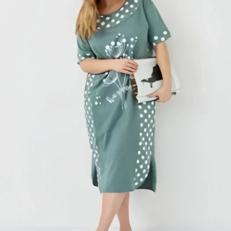 Rita | Sommerliche lässige Damenkleider mit kurzem Ärmel und A-Linie-Druck