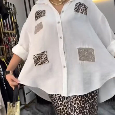 Nicole | Damen lässiges, modisches zweiteiliges Set mit Leopardenmuster