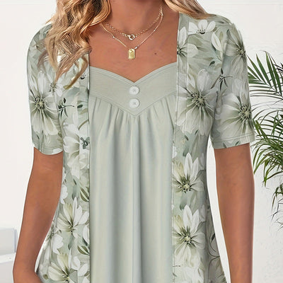 Dylan | Damen unregelmäßiger Blumen-Patchwork-Top✨