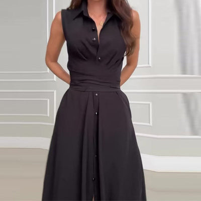 Rose | Ärmelloses Maxikleid für Damen mit Gürtel