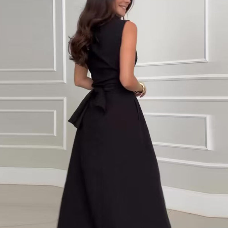 Rose | Ärmelloses Maxikleid für Damen mit Gürtel