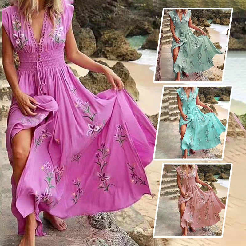 Westin | Damen langes Sommerkleid im Boho-Stil mit Spitzausschnitt