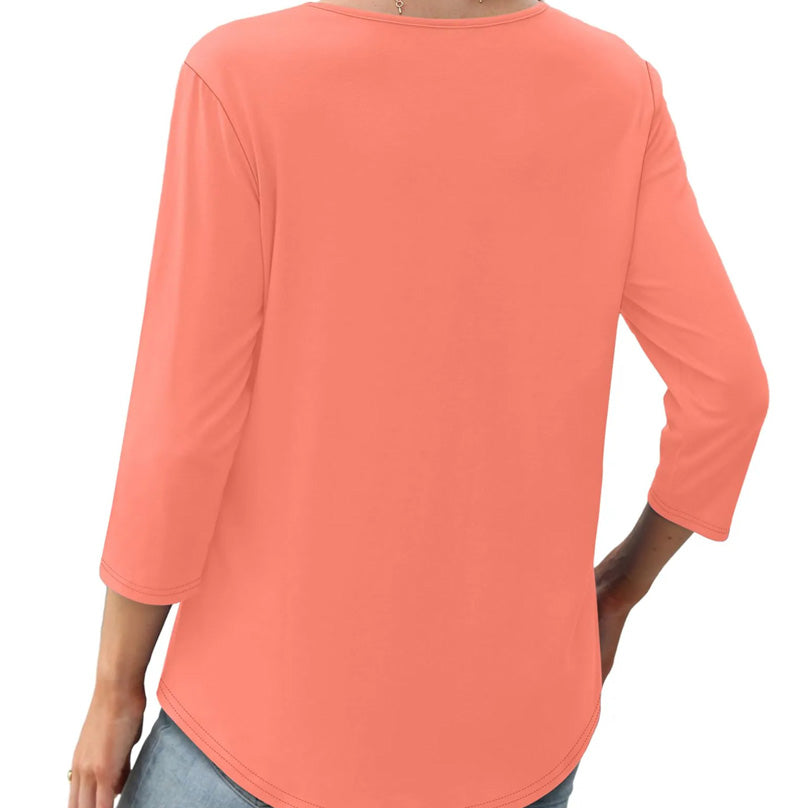 Elisha | Lose Passform Dünne Bluse mit Falten vorne und Rundhalsausschnitt