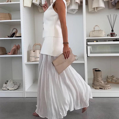 Rose | Sommerschlussverkauf  Strick-Cardigan-Set mit Goldknöpfen und Rock