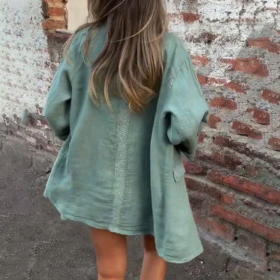 Soren | Baumwoll-Leinen Damenjacke mit offener Front