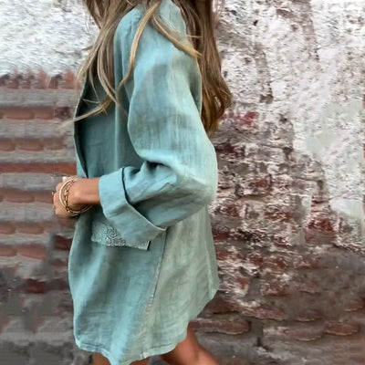 Mia | Baumwoll-Leinen Damenjacke mit offener Front