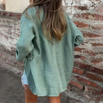 Mia | Baumwoll-Leinen Damenjacke mit offener Front