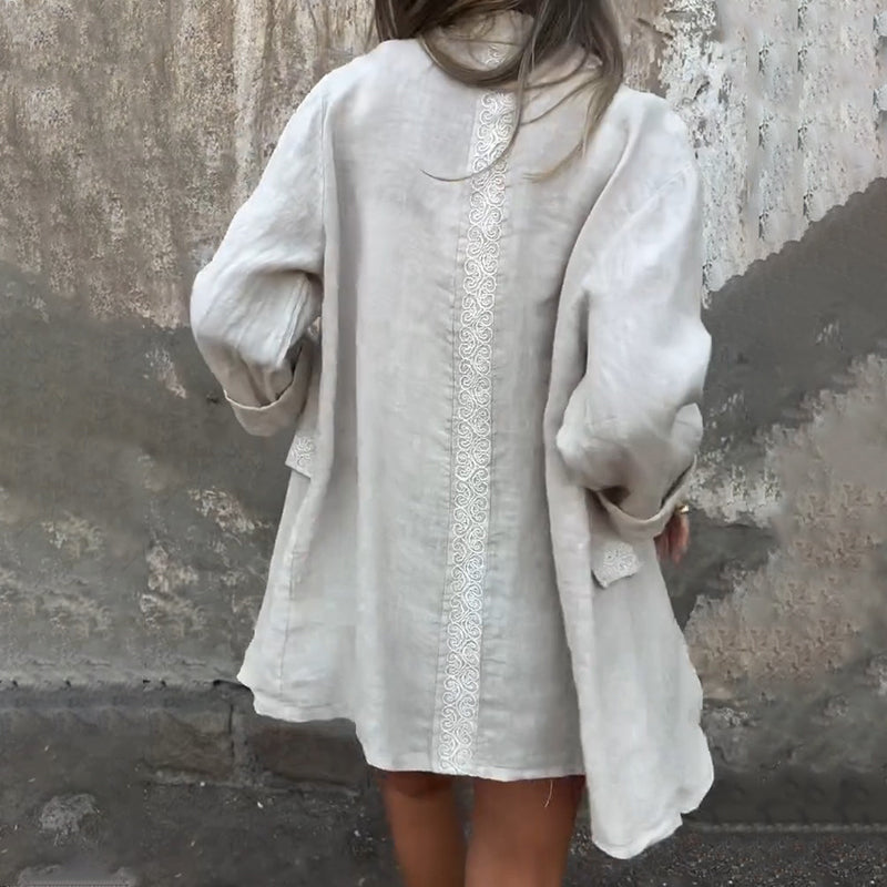 Mia | Baumwoll-Leinen Damenjacke mit offener Front