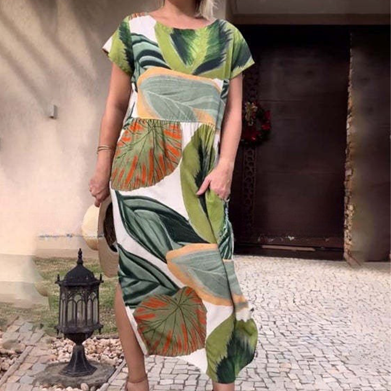 Clara | Damenkleider mit kurzen Ärmeln und rundem Ausschnitt