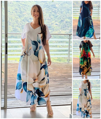 Leanna | Kurzärmeliges bedrucktes Kleid