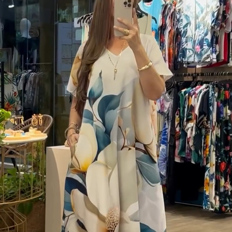 Leanna | Kurzärmeliges bedrucktes Kleid