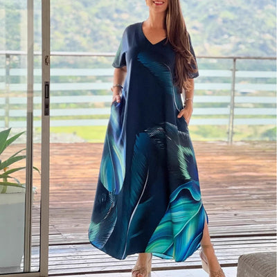 Leanna | Kurzärmeliges bedrucktes Kleid