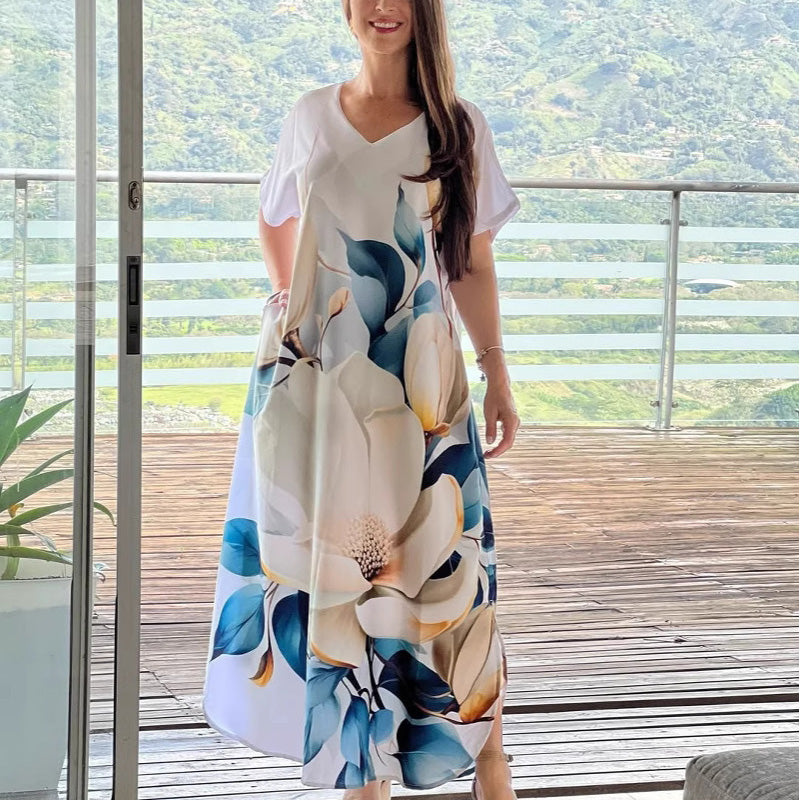 Leanna | Kurzärmeliges bedrucktes Kleid