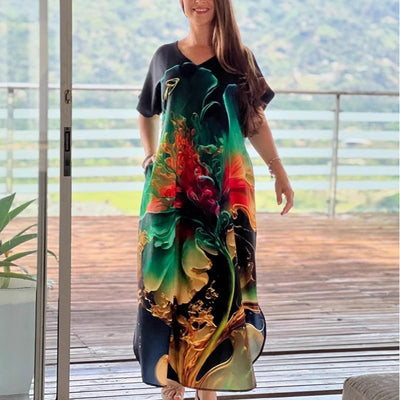 Leanna | Kurzärmeliges bedrucktes Kleid